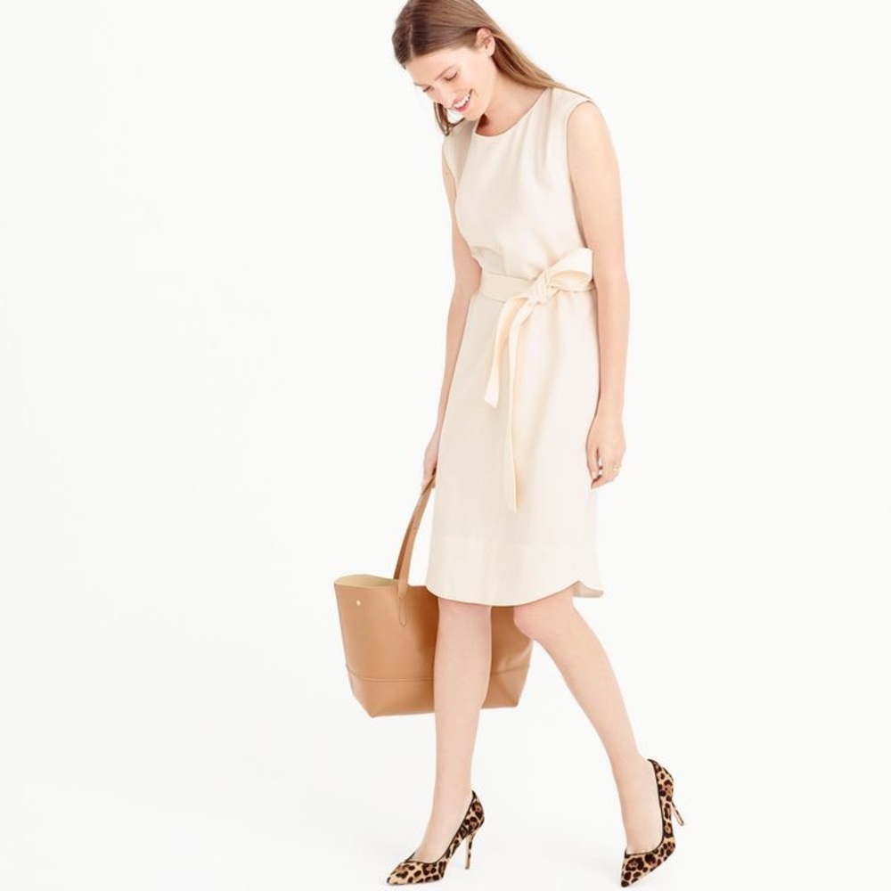 JCrew cream belted dress